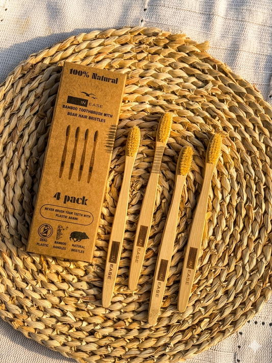 INEASE 100% Natural Toothbrush 4-Pack
